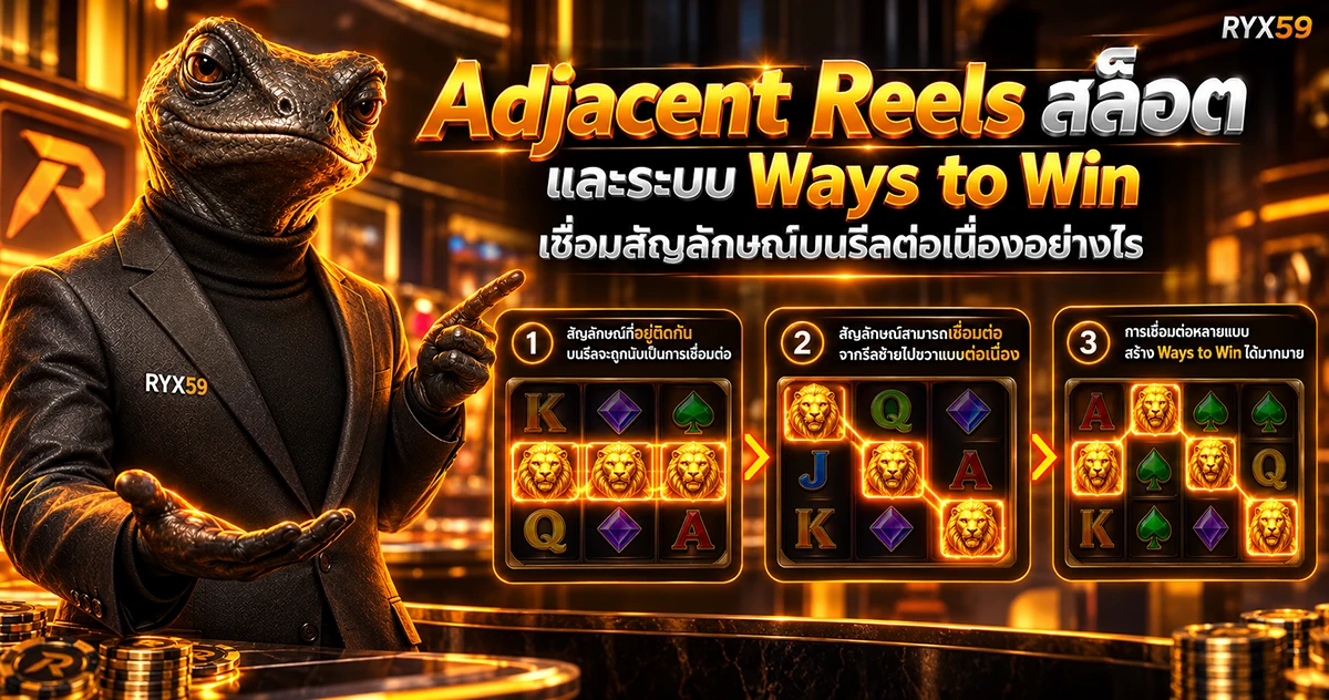 Adjacent Reels สล็อต และระบบ Ways to Win เชื่อมสัญลักษณ์บนรีลต่อเนื่องอย่างไร