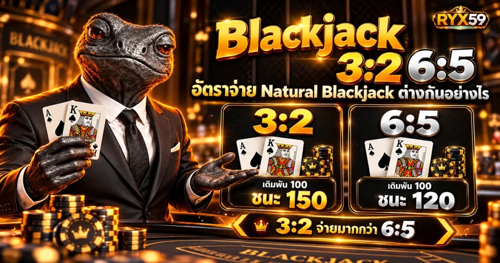Blackjack 3:2 6:5 อัตราจ่าย Natural Blackjack ต่างกันอย่างไร
