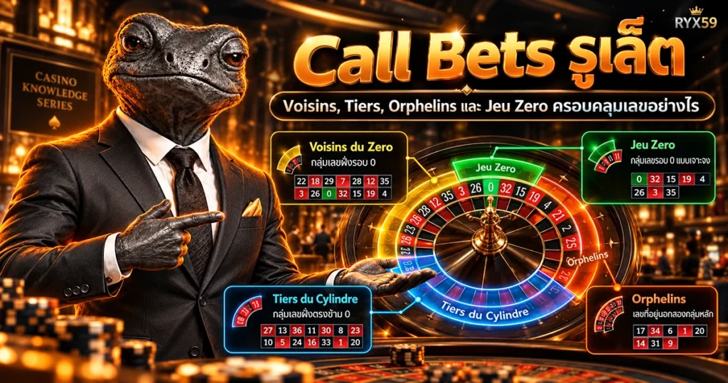 Call Bets รูเล็ต Voisins, Tiers, Orphelins และ Jeu Zero ครอบคลุมเลขอย่างไร