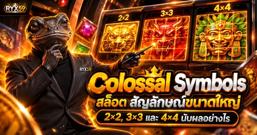 Colossal Symbols สล็อต สัญลักษณ์ขนาดใหญ่ 2×2, 3×3 และ 4×4 นับผลอย่างไร