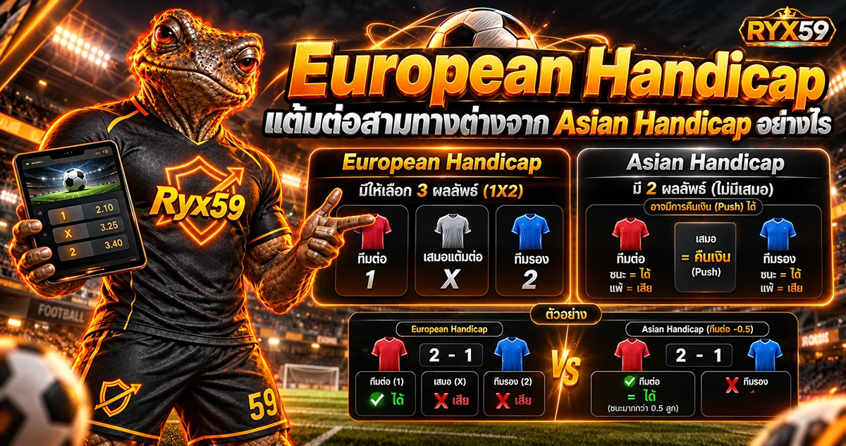 European Handicap แต้มต่อสามทางต่างจาก Asian Handicap อย่างไร