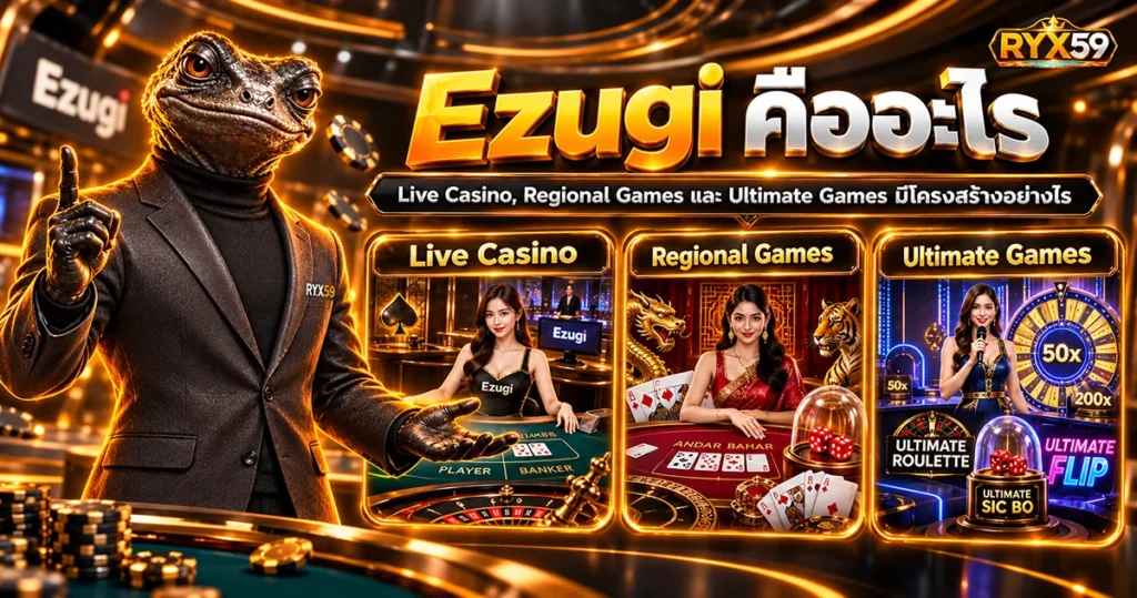 Ezugi คืออะไร Live Casino, Regional Games และ Ultimate Games มีโครงสร้างอย่างไร