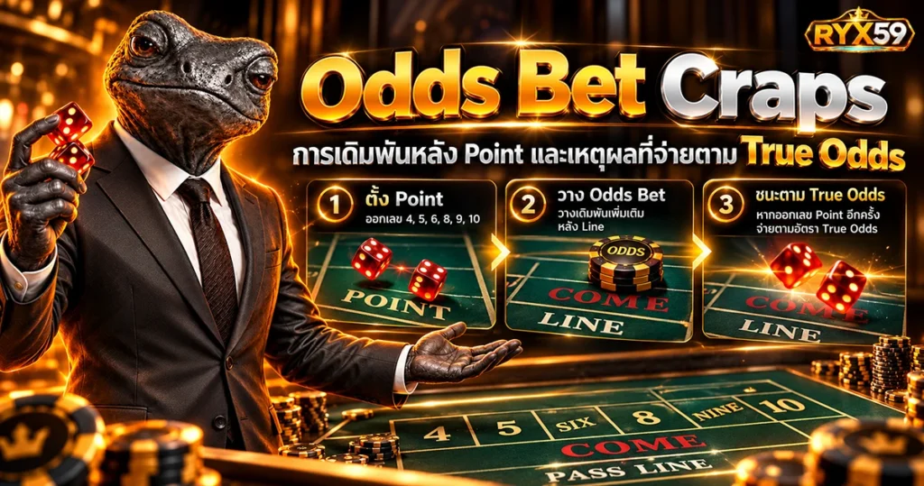 Odds Bet Craps การเดิมพันหลัง Point และเหตุผลที่จ่ายตาม True Odds