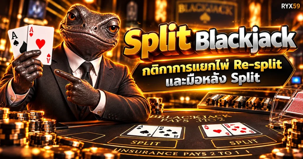 Split Blackjack กติกาการแยกไพ่ Re-split และมือหลัง Split