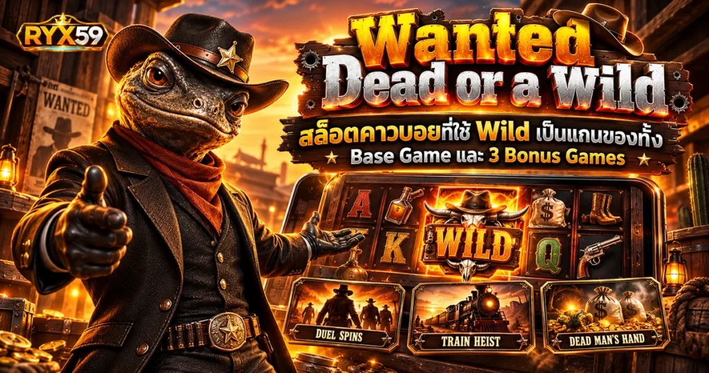 Wanted Dead or a Wild สล็อตคาวบอยที่ใช้ Wild เป็นแกนของทั้ง Base Game และ 3 Bonus Games