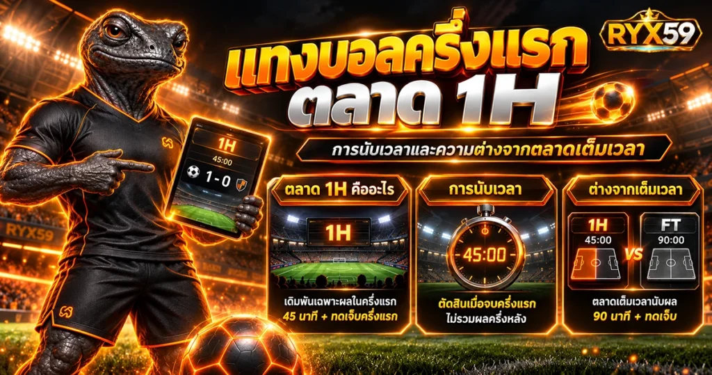 แทงบอลครึ่งแรก ตลาด 1H การนับเวลาและความต่างจากตลาดเต็มเวลา
